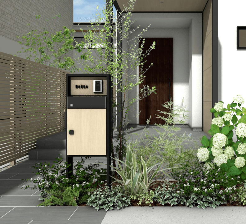 タカショーの「宅配ポスト De-Plus 門柱」