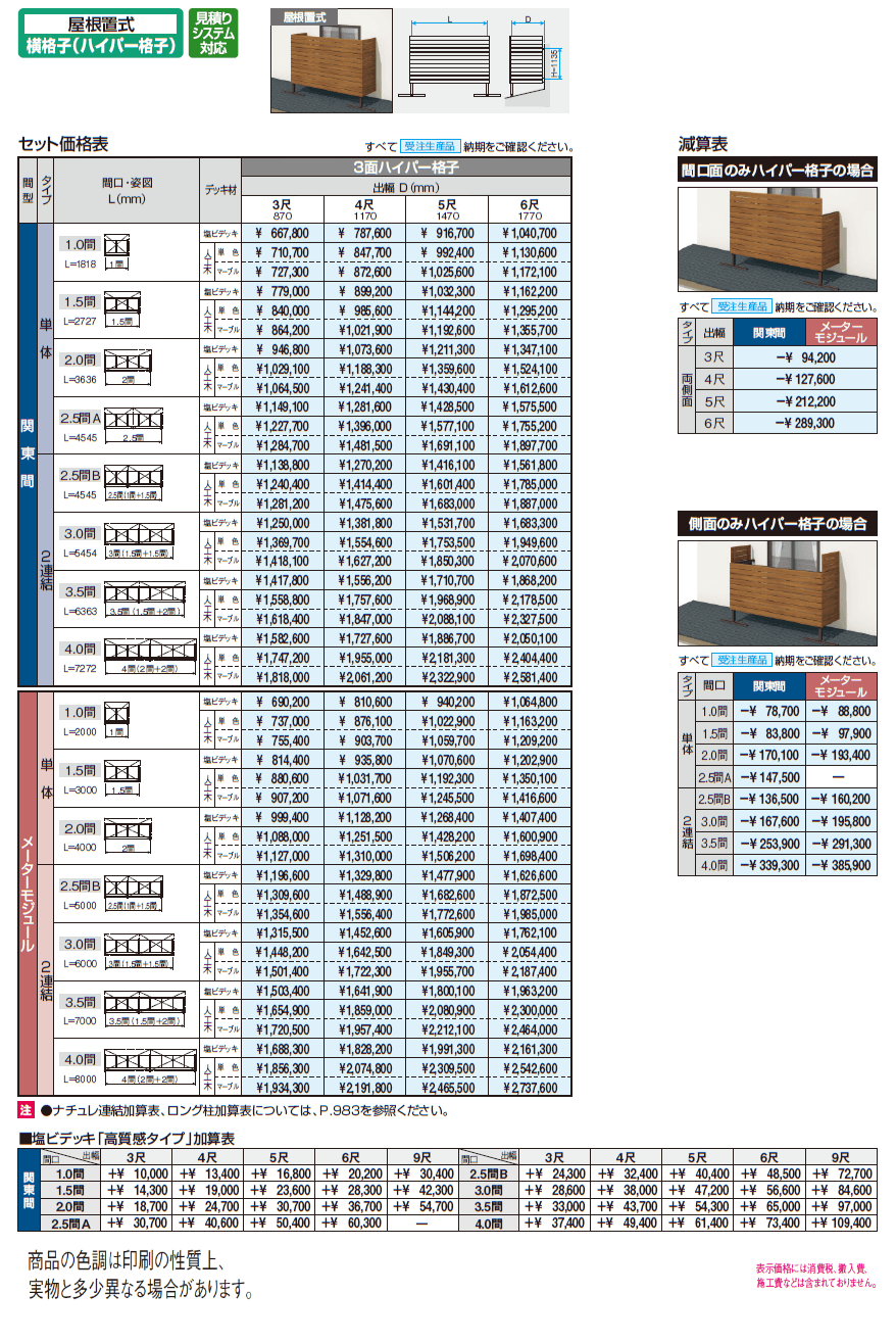 オルネ(屋根置式 横格子(ハイパー格子))【2024年版】_価格_1