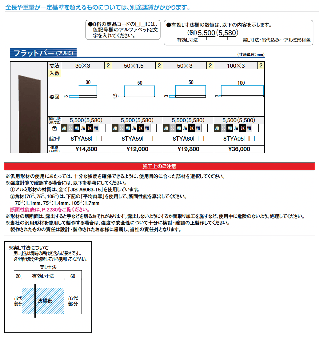 汎用形材 フラットバー(アルミ)_価格_1