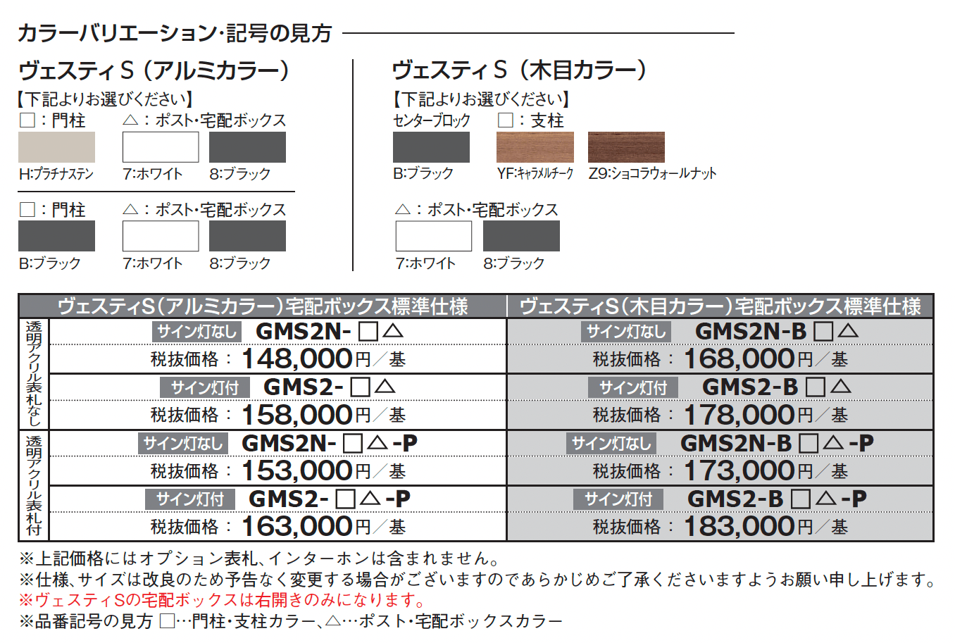 宅配ボックス標準仕様 ヴェスティS【2024年版】_価格_1