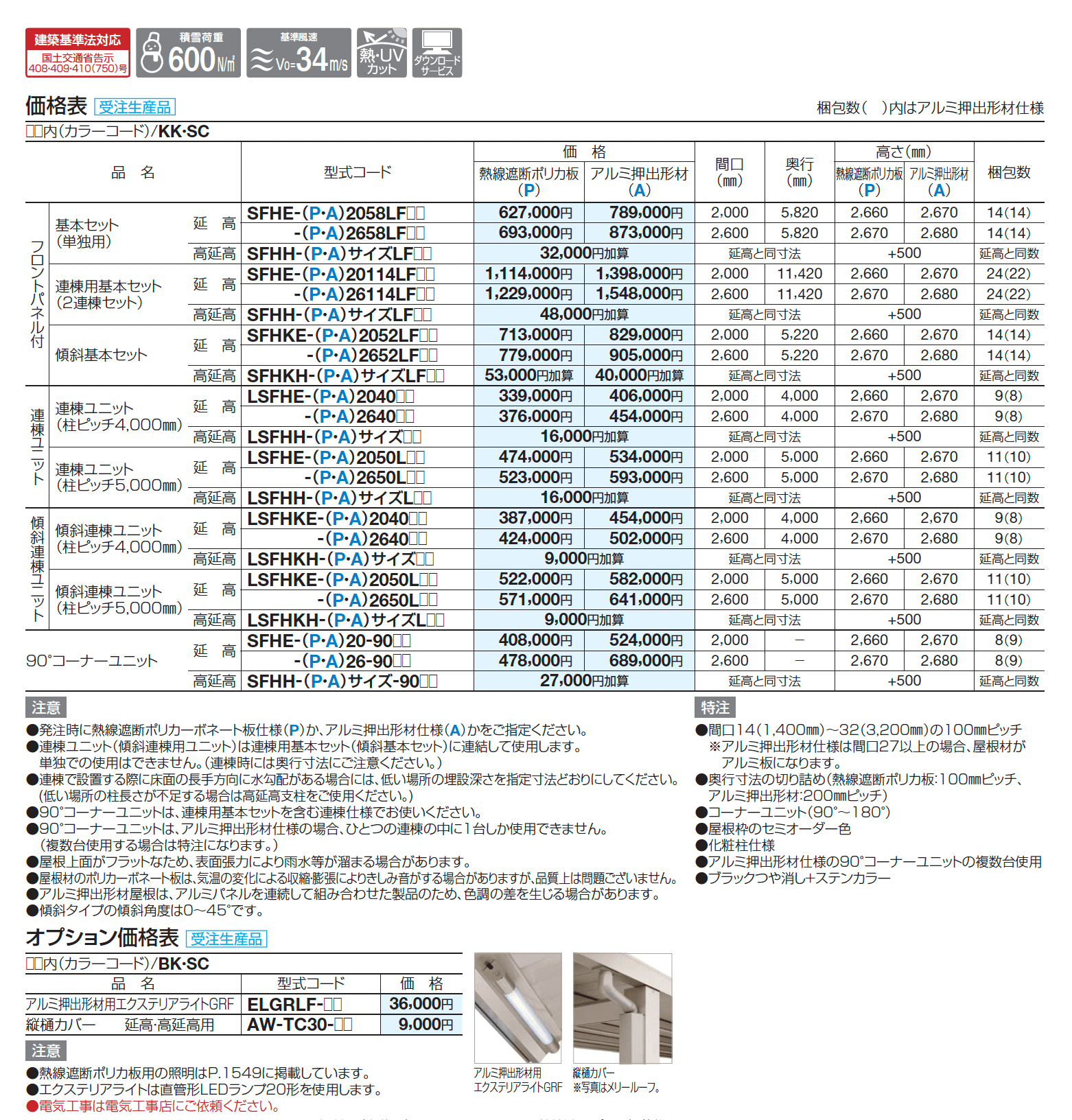 ソリッドルーフFHタイプ 柱間ピッチ5000m【2025年版】_価格_2