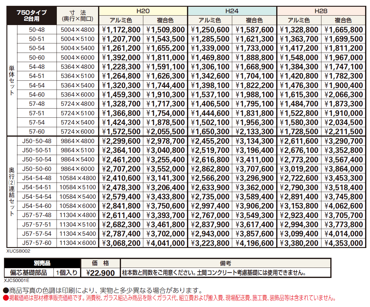 ルシアス カーポート 750タイプ 2台用 単体セット/奥行連結セット【2024年版】_価格_1