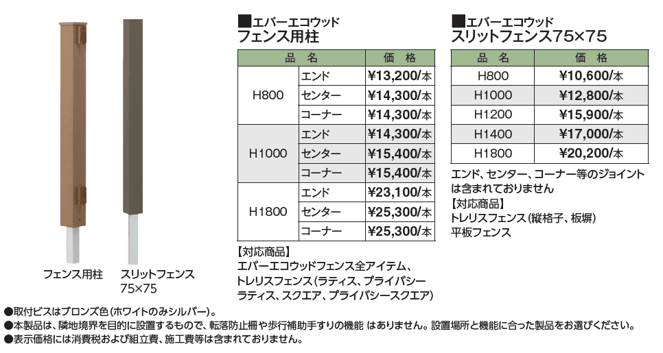エバーエコ®︎ ウッド スリットフェンス【2024年版】_価格_1