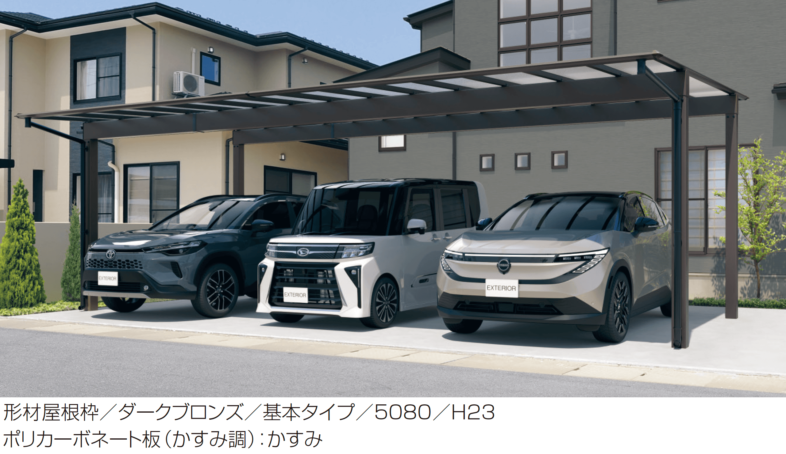 三協アルミの「スカイリード (3台用基本・奥行片寄せ・柱間口方向移動)」