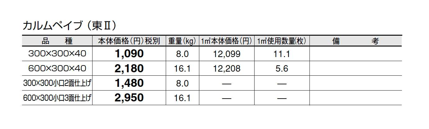カルムペイブ_価格_2