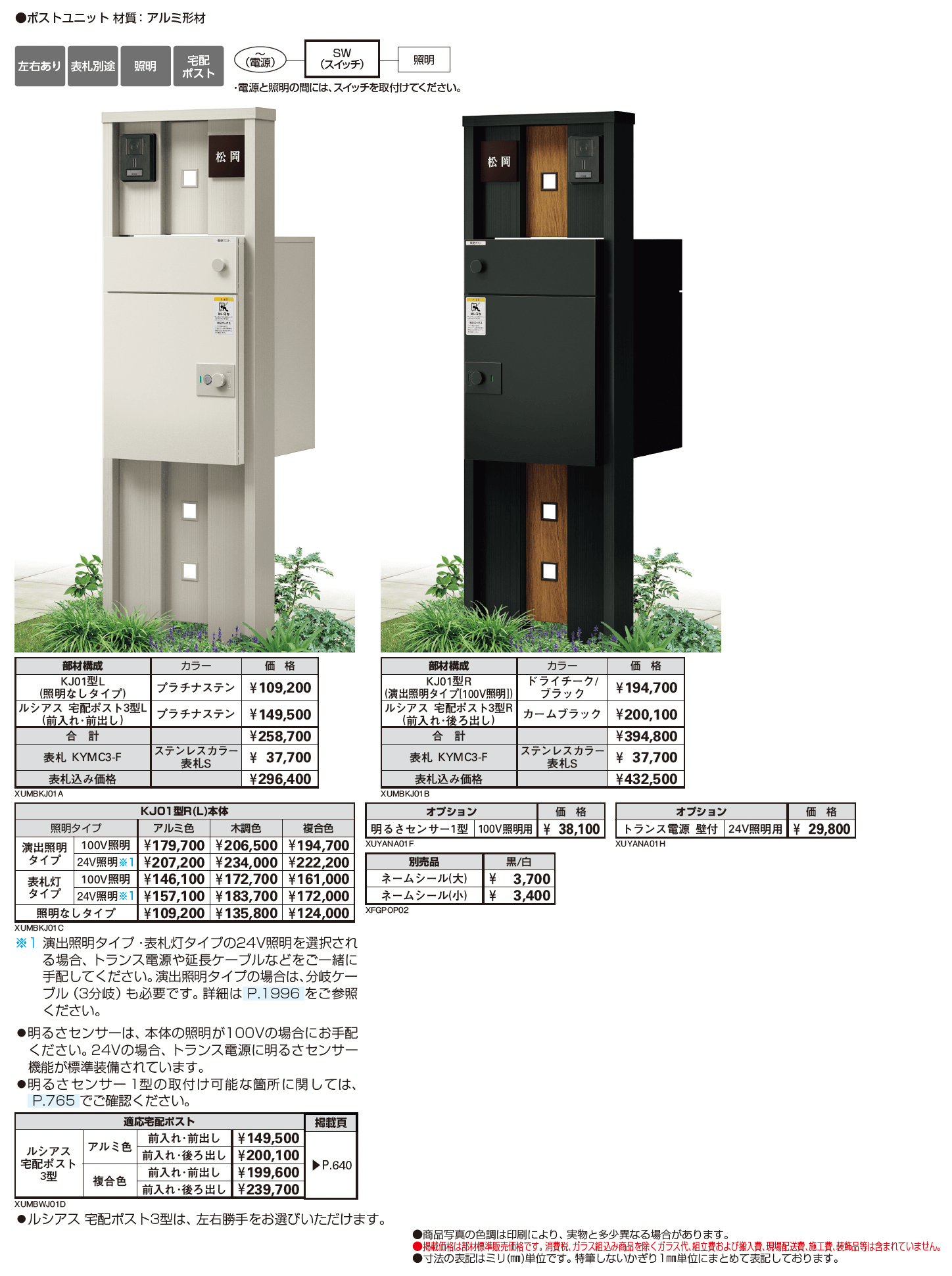 ルシアス ポストユニット KJ01型_価格_1