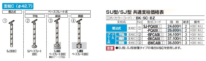 手すり セイフティビーム SU型Φ34mm / SJ型Φ38mm ビーム仕様・ビーム4段【2024年版】_価格_3