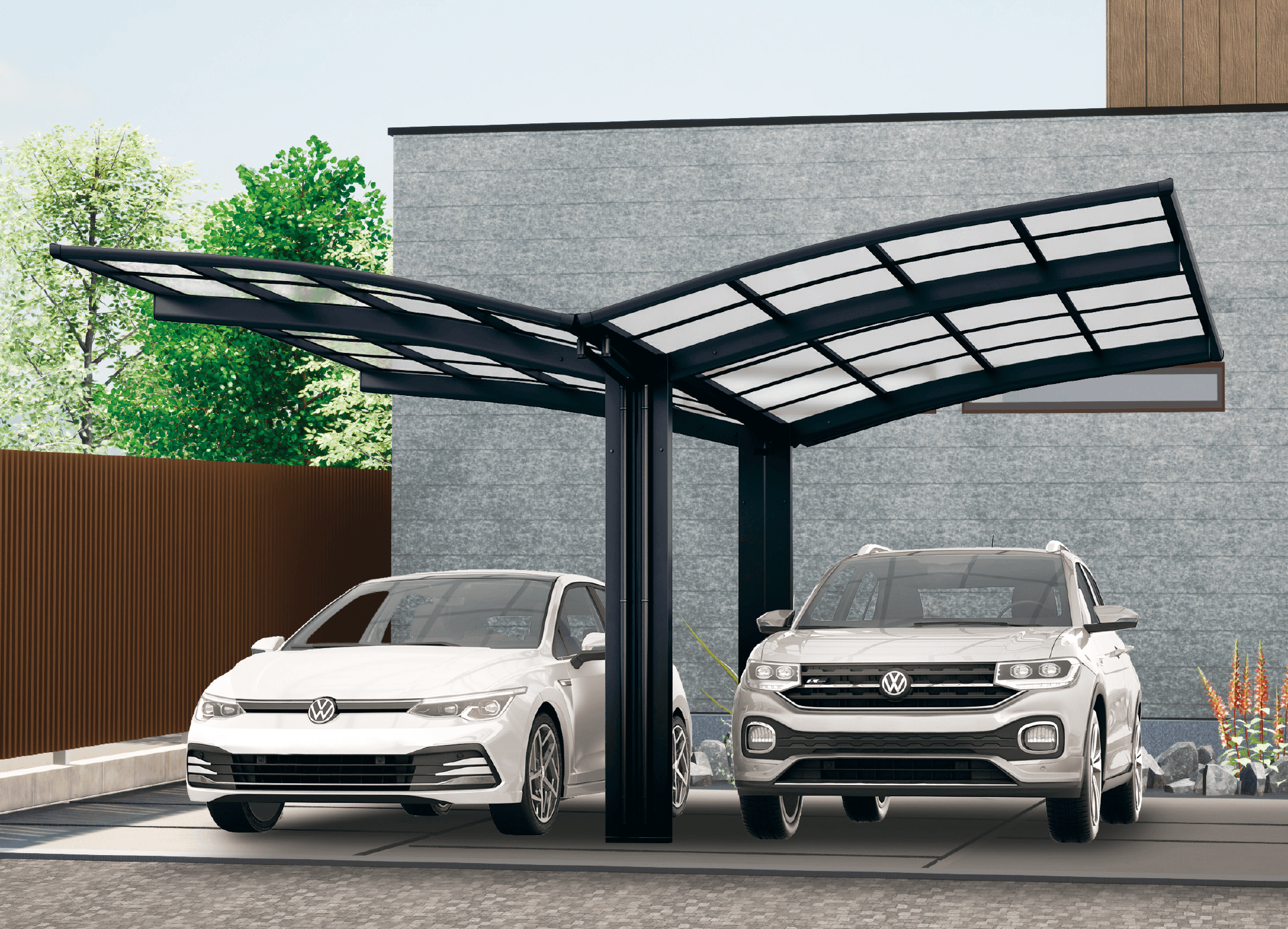 大仙の「リアルポートⅣ レギュラータイプ カーポート:Y合掌(2台用)」