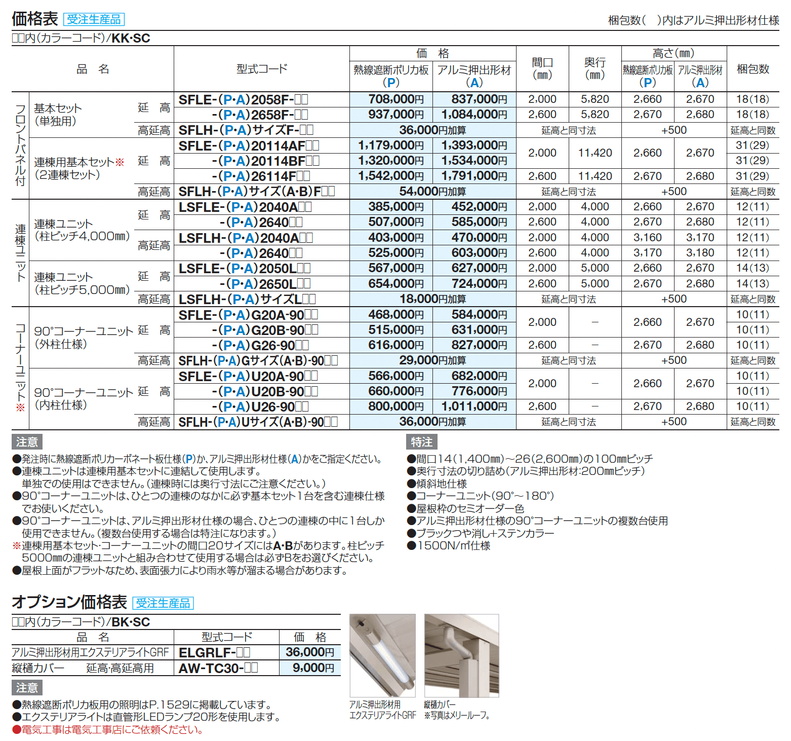 ソリッドルーフFLタイプ 柱間ピッチ4000m【2024年版】_価格_2