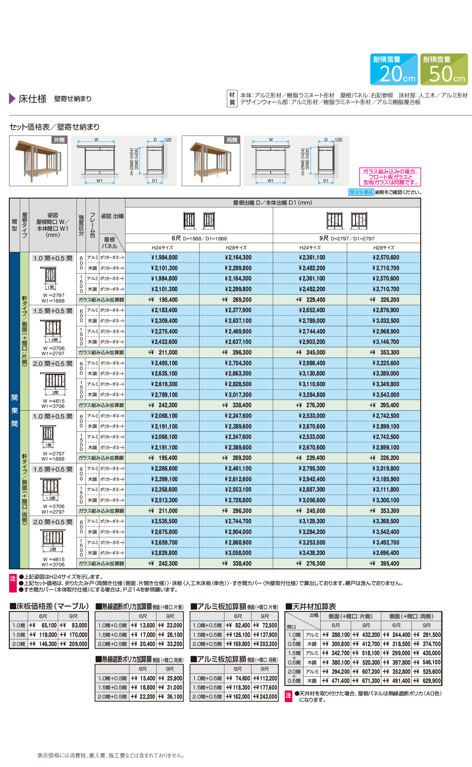 X.スタイル/クロス.スタイル 床仕様 壁寄せ納まり 軒タイプ(ガーデンルーム)_価格_3