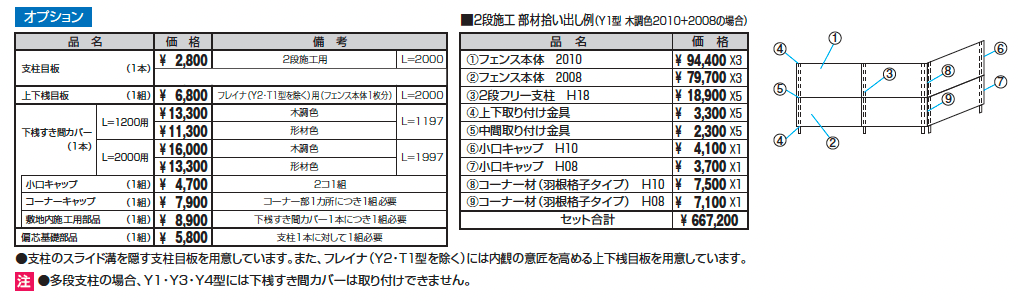 2段フリー支柱【60角支柱】フレイナ_価格_3