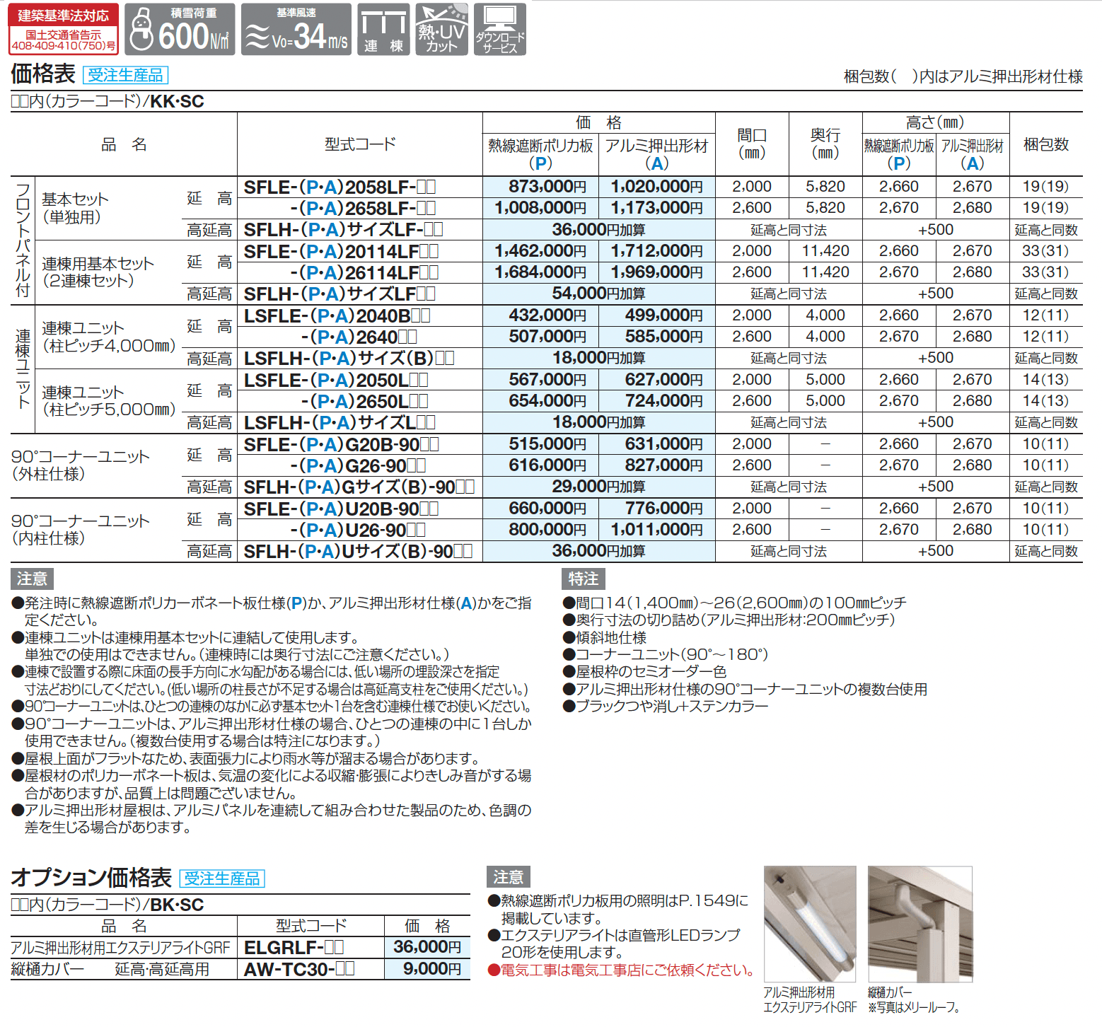 ソリッドルーフFLタイプ 柱間ピッチ5000m【2025年版】_価格_2