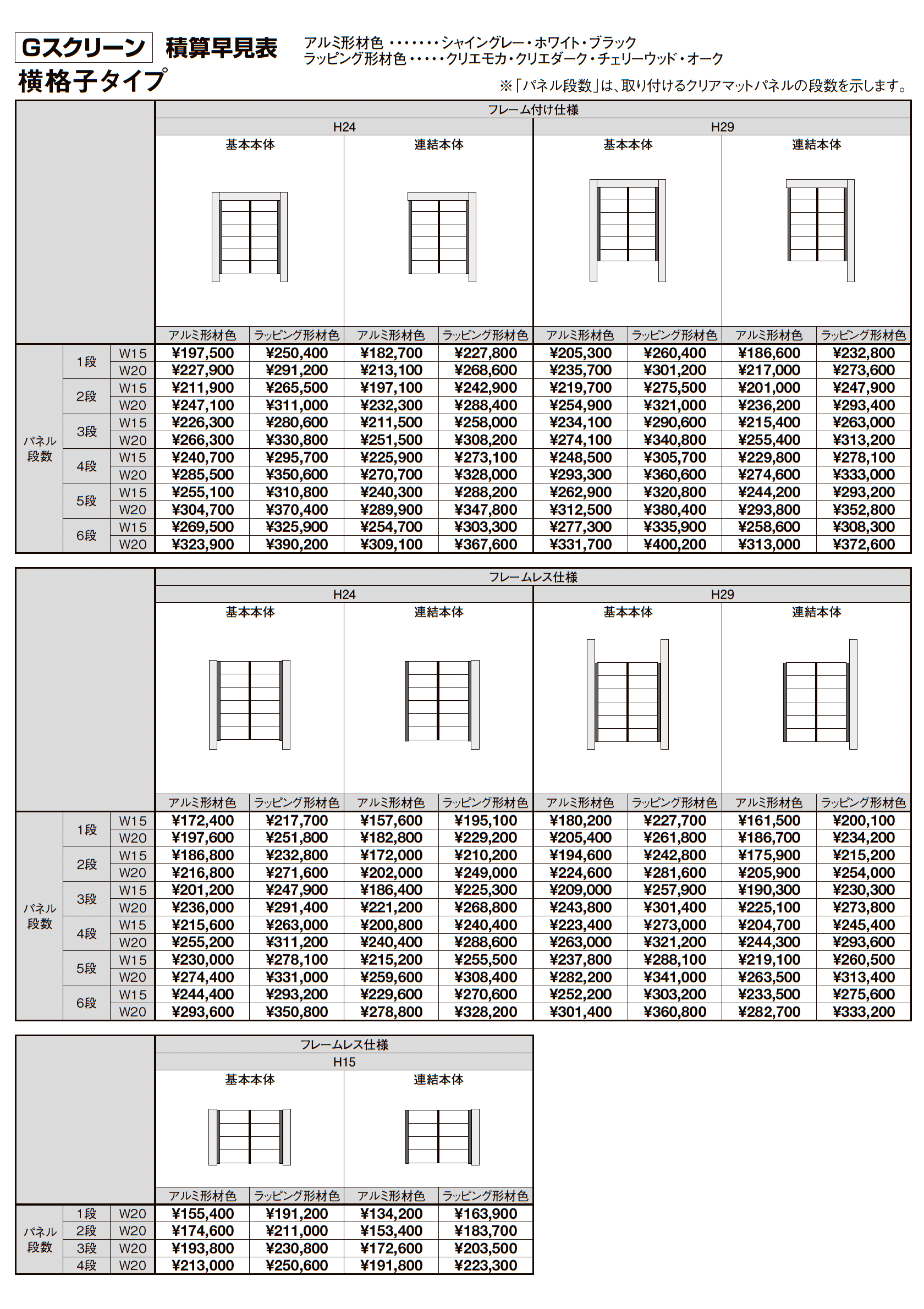 プラスG Gスクリーン 横格子タイプ_価格_3