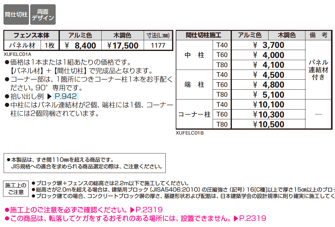 ルシアス フェンスLite C01型 パネル材1枚_価格_1