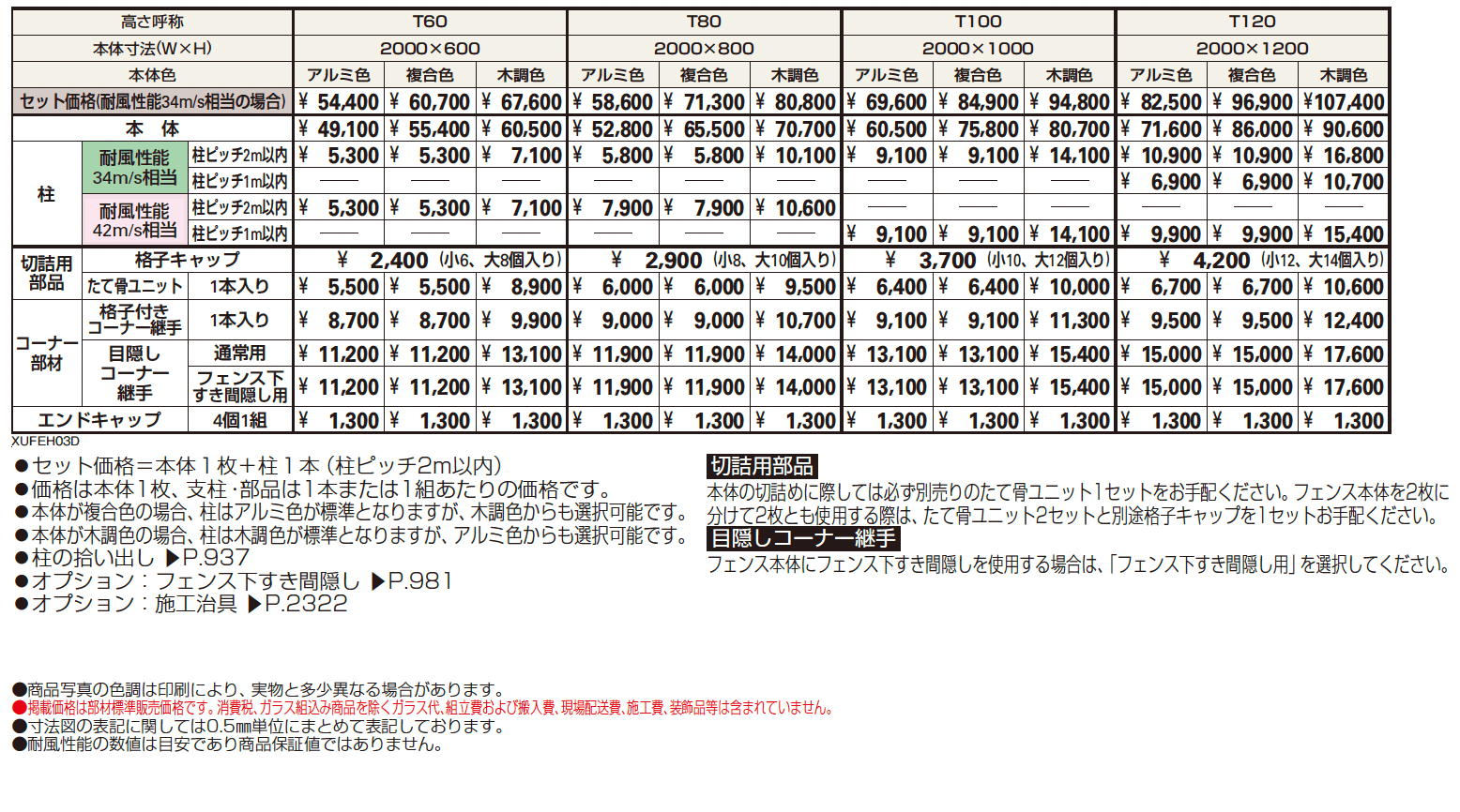 ルシアス フェンスH03型 横板格子+細横格子【2024年版】_価格_1