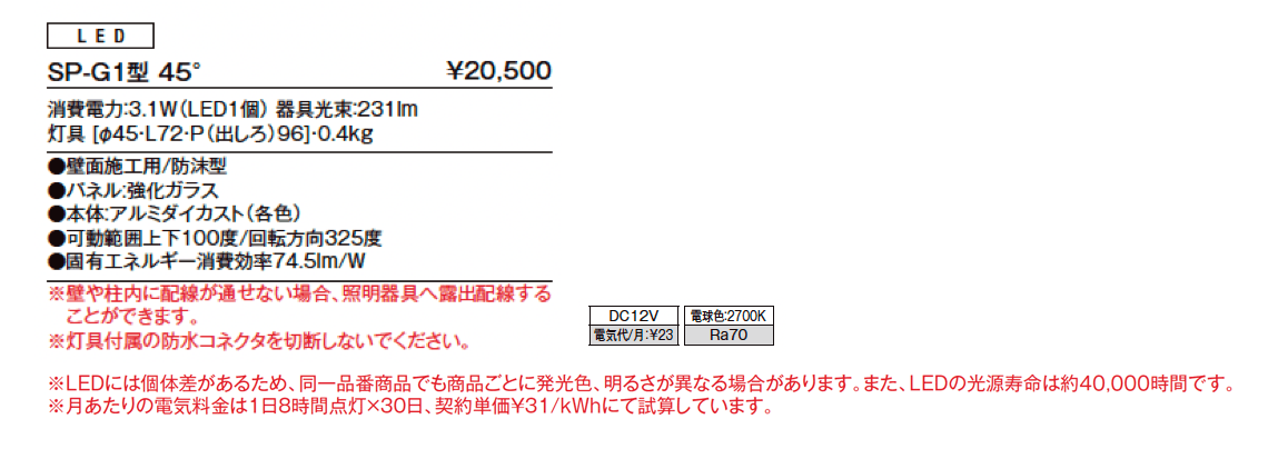 スポットライト SP-G1型_価格_1
