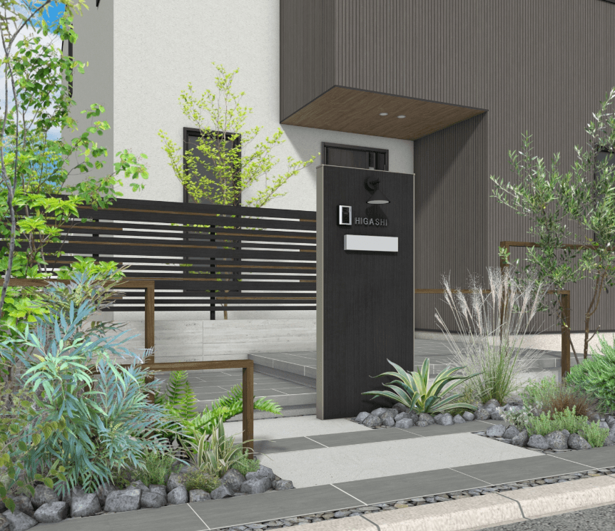 タカショーの「エバーアートボード®︎ ユニット門袖 埋め込みポスト仕様」のサブ画像1