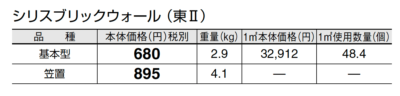 シリスブリック ウォール_価格_2