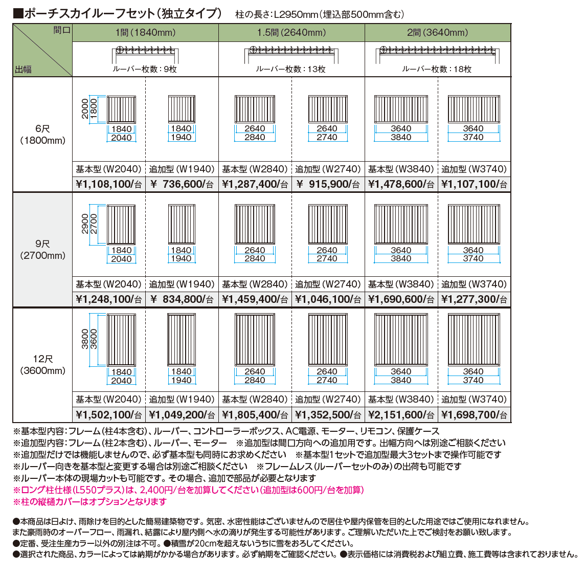 ポーチスカイルーフ®︎Ⅱセット(独立タイプ)【2024年版】_価格_1