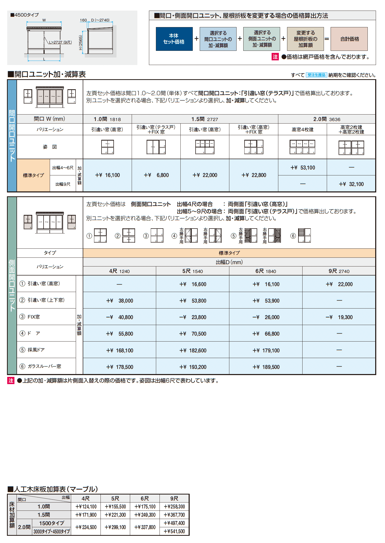 スーパーテラスGTⅡ(サッシ囲い仕様 床納まり H20サイズ 標準タイプ)_価格_2