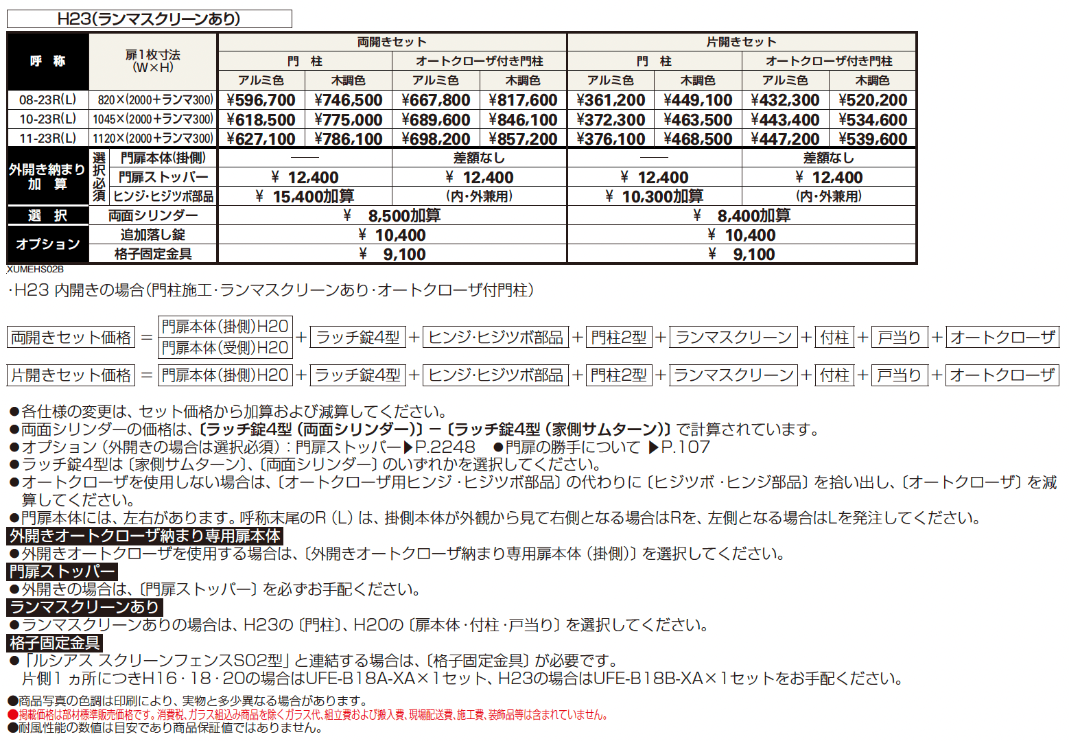 ルシアス スクリーンフェンス用門扉 HS02型【2024年版】_価格_2