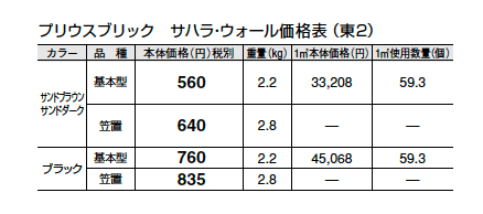 プリウスブリック サハラ・ウォール(組積材)【2024年版】_価格_2