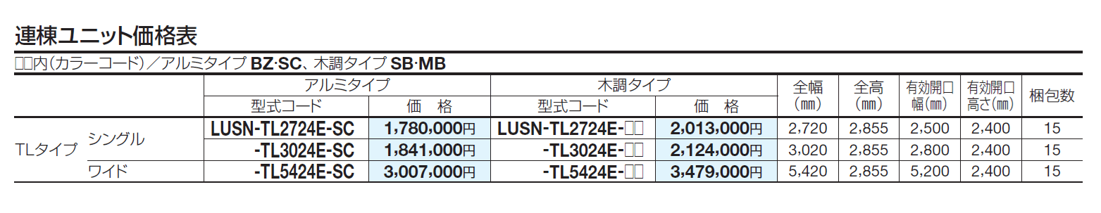 USファサードユニットシャッター TLタイプ(単独仕様)【2024年版】_価格_2