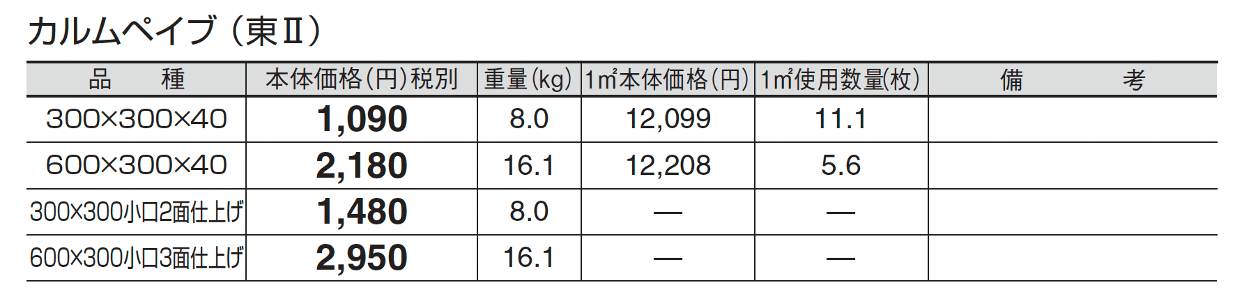 カルムペイブ_価格_2