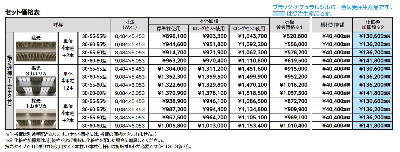 カーポートSW 900タイプ 3台用横2連棟【2023年版】_価格_1