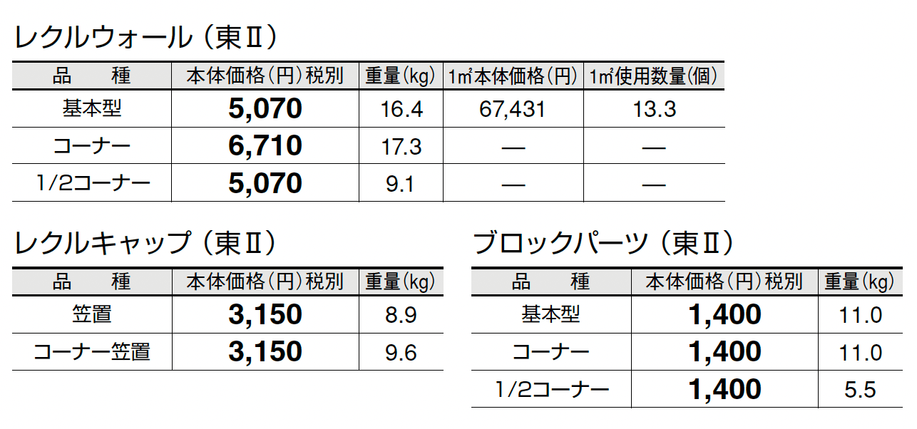 レクルウォール_価格_2
