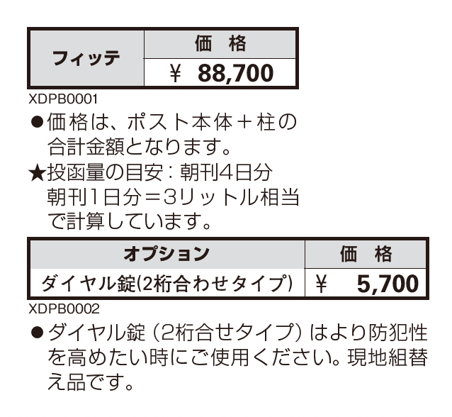 独立型ポスト フィッテ_価格_1