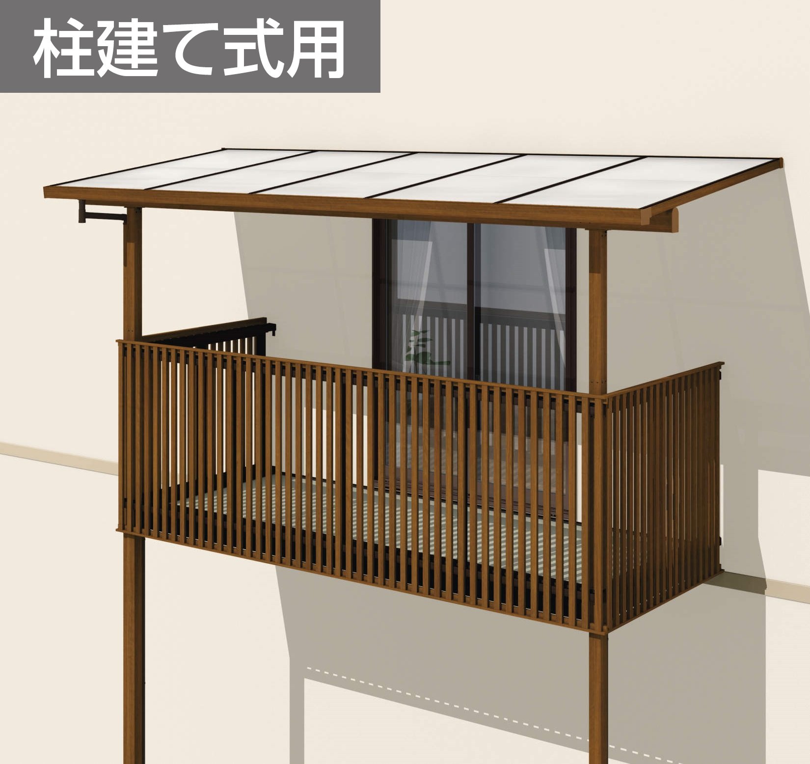 三協アルミの「ナチュレS屋根(オルネ 柱建て式用 600タイプ 壁付け納まり)」