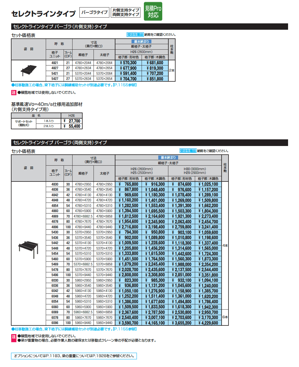 U.スタイル アゼスト セレクトラインタイプ パーゴラタイプ(片側支持タイプ・両側支持タイプ)_価格_1