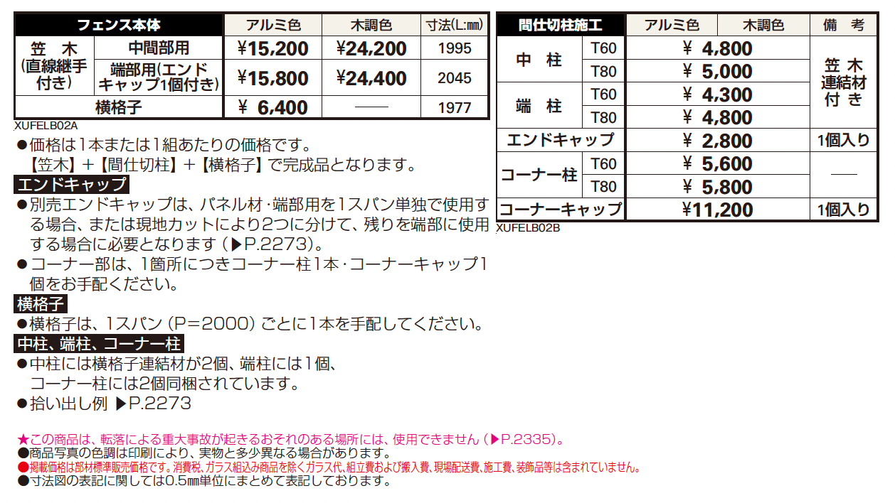 ルシアス フェンスLite B02型 横格子1本【2024年版】_価格_1