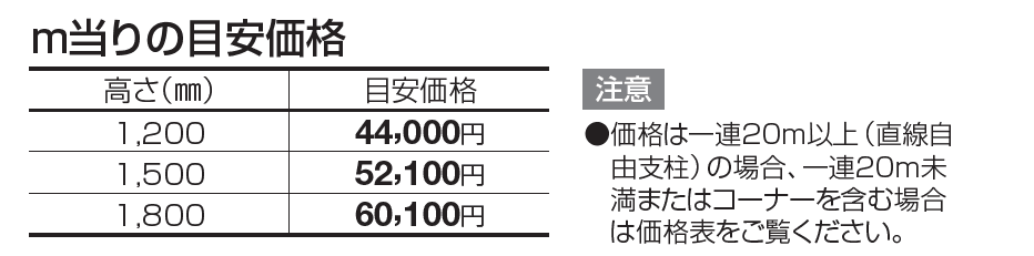 ルーバー フェンス ERF2S型(本体・支柱ピッチ2,000㎜)【2023年版】_価格_1