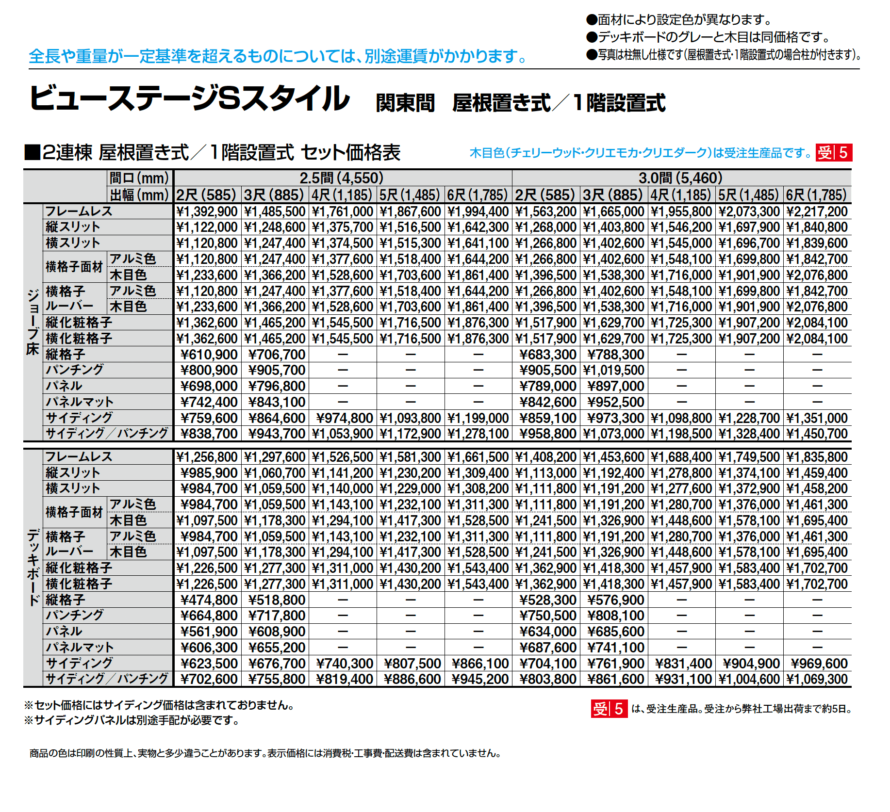 ビューステージ Sスタイル 関東間 屋根置き式/1階設置式_価格_3