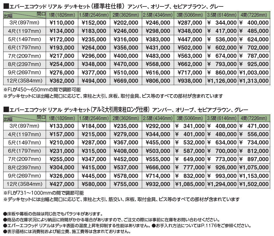 エバーエコ®︎ ウッド リアル デッキセット【2024年版】_価格_1