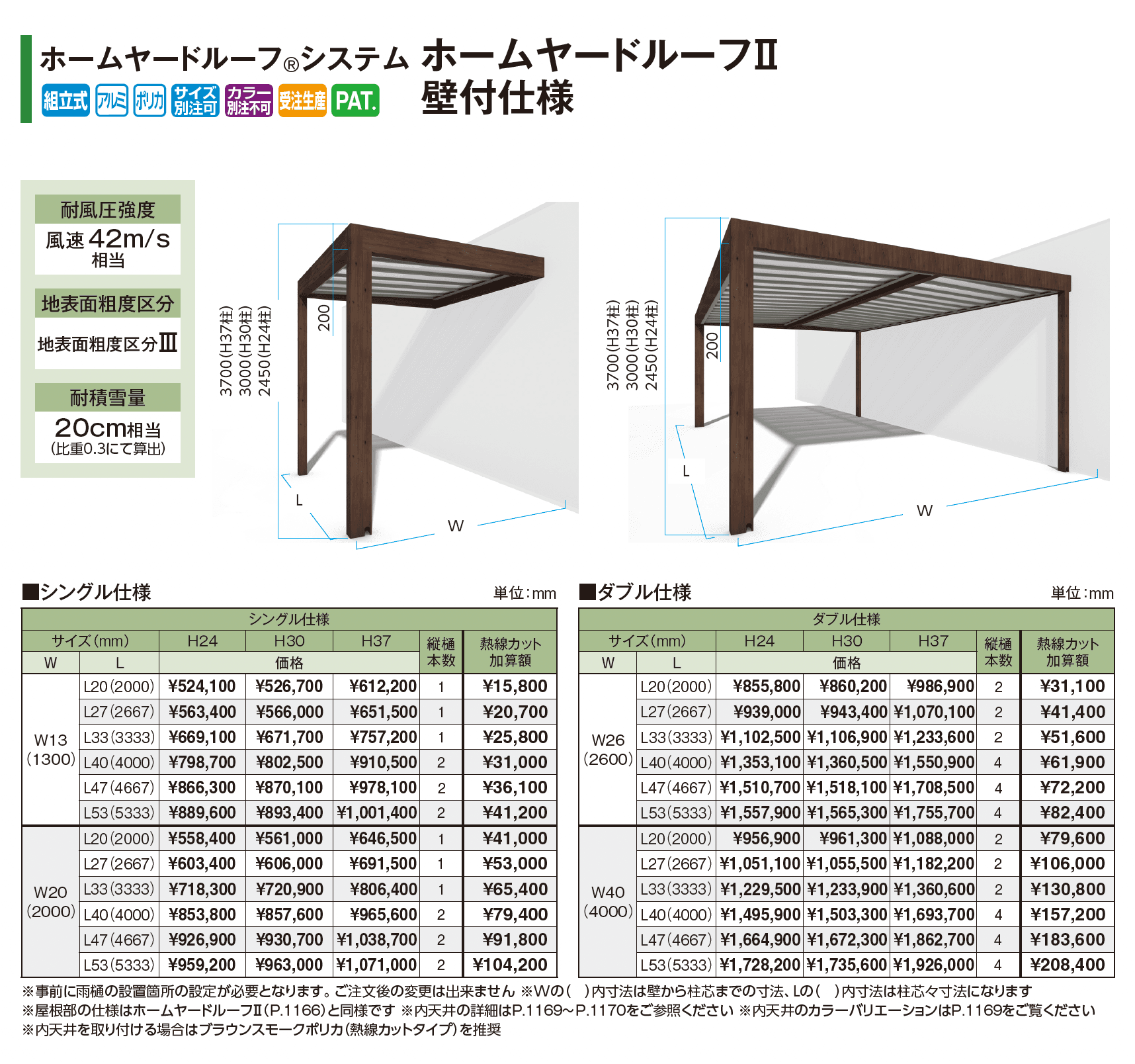 ホームヤードルーフ®︎システム ホームヤードルーフⅡ 壁付仕様_価格_1