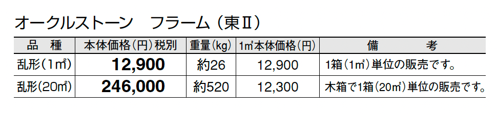 オークルストーン フラーム_価格_2