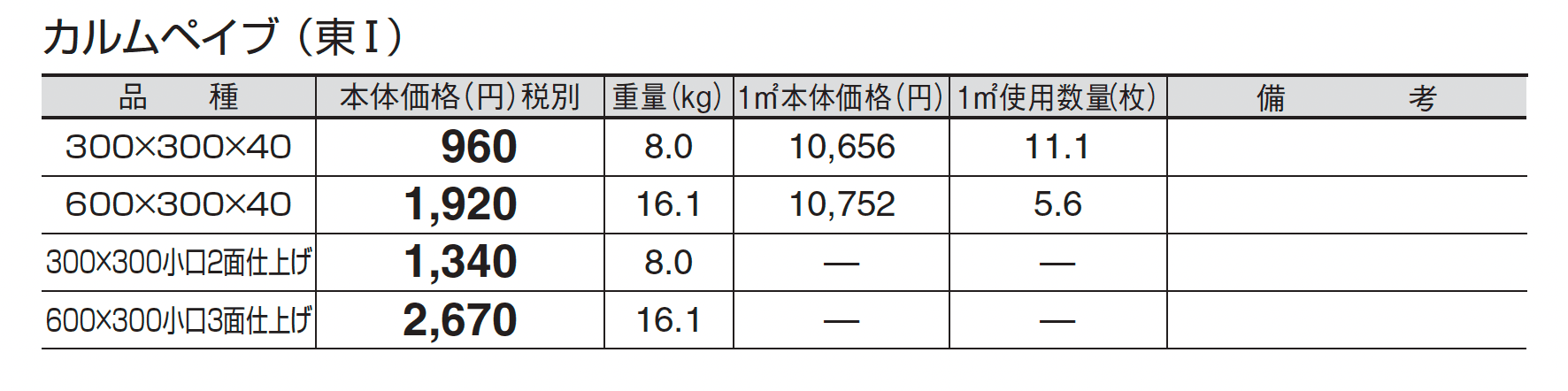 カルムペイブ_価格_1