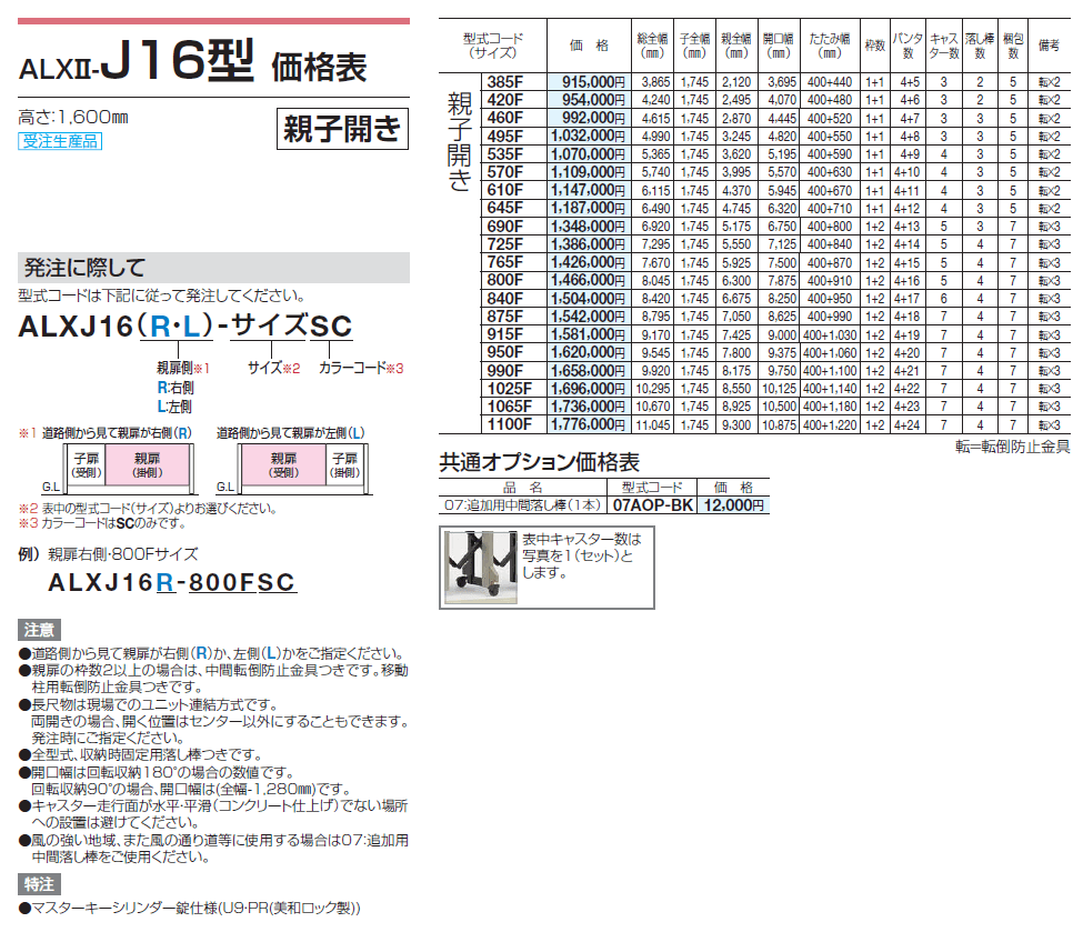 ALXⅡ-J 10型/12型/14型/16型_価格_8