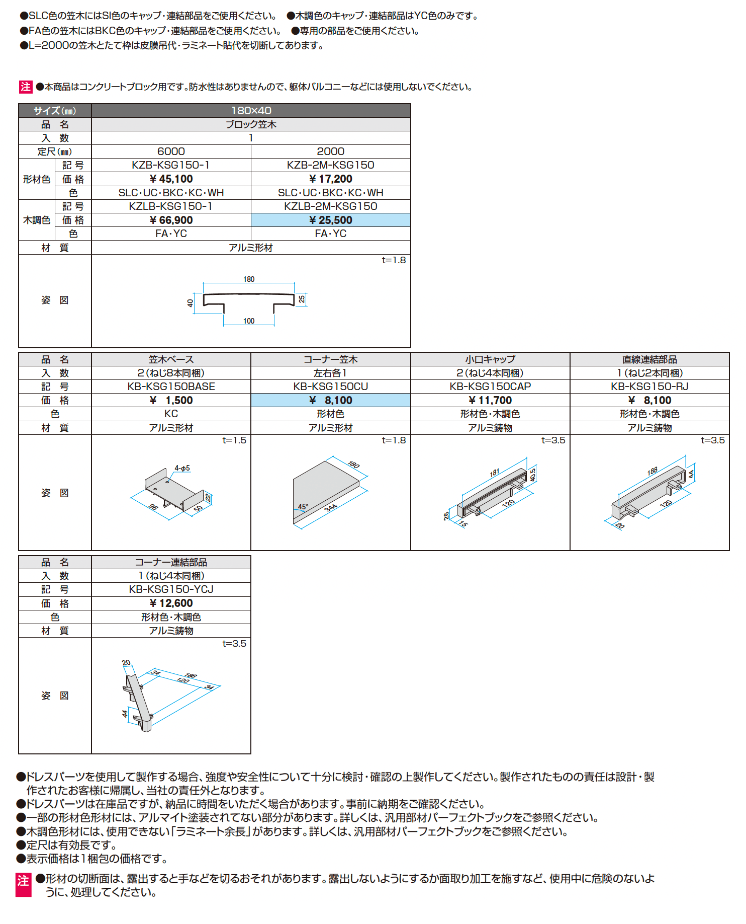 ドレスパーツ ブロック笠木(ブロック厚150㎜用)_価格_1