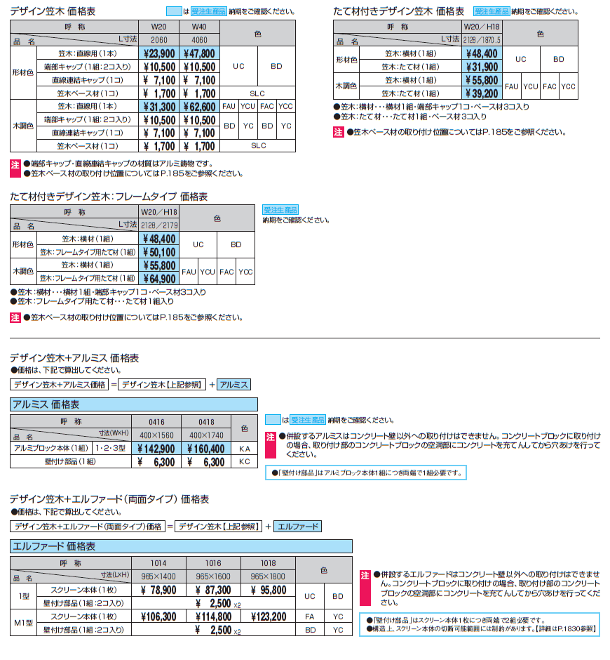 フィオーレ/笠木・たて材付き笠木【2024年版】_価格_1