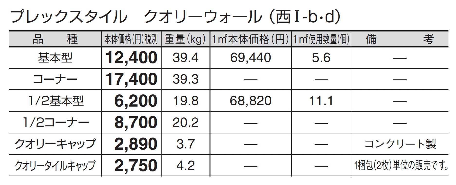 プレックスタイル クオリーウォール_価格_4