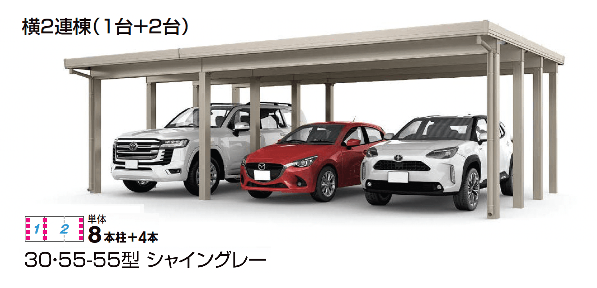 LIXILの「カーポートST 6000タイプ 3台用」