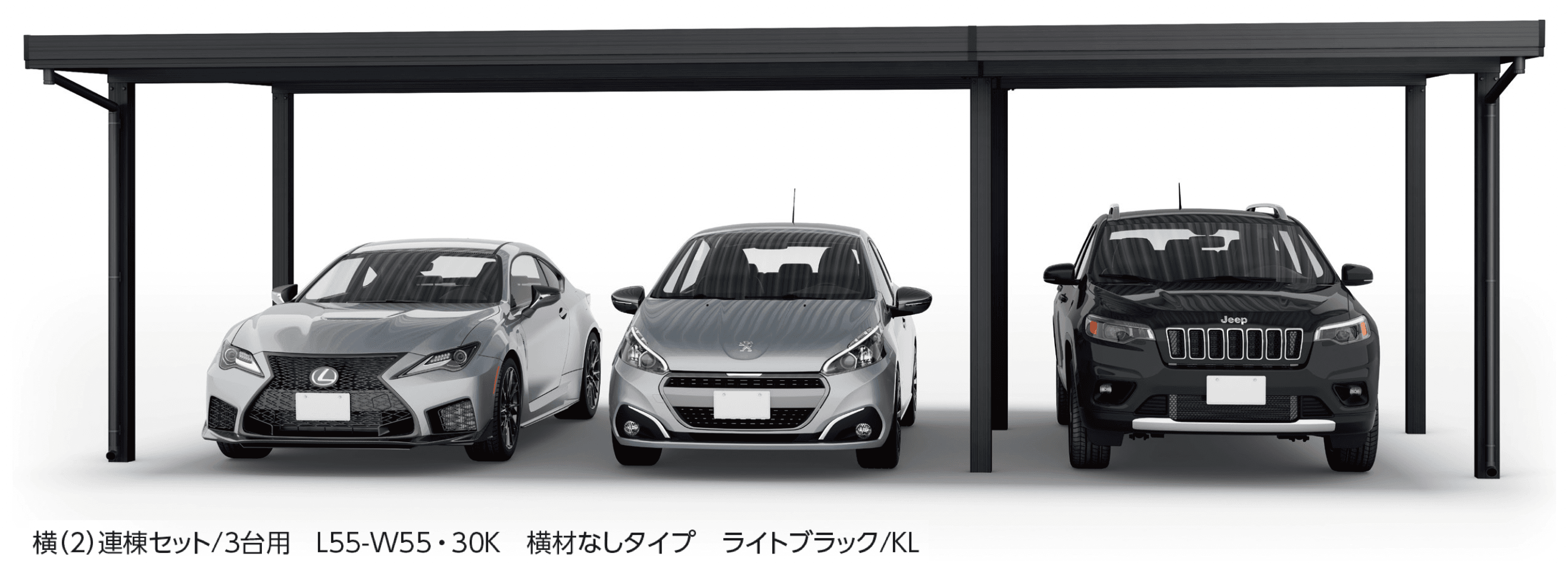 大仙の「ゆき盛くんⅢ・耐風くんⅢ light 積雪30cm仕様 横(2)連棟セット/3台用」