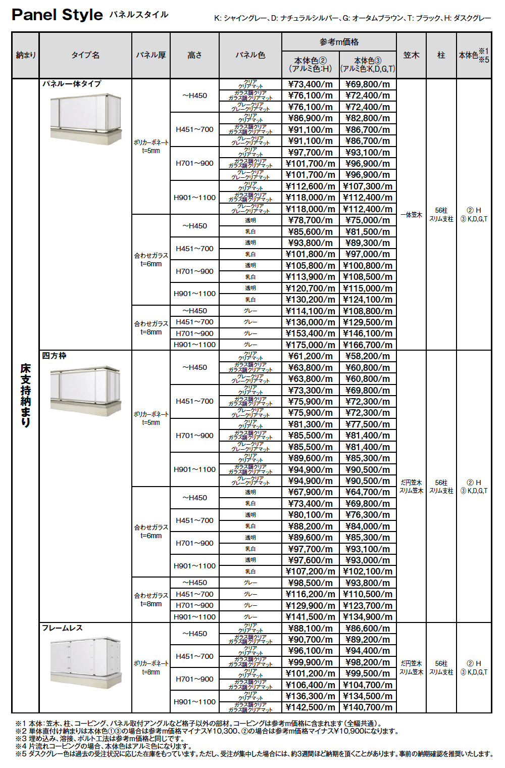 ベランダ手すり モダンパネル(パネルスタイル)_価格_1