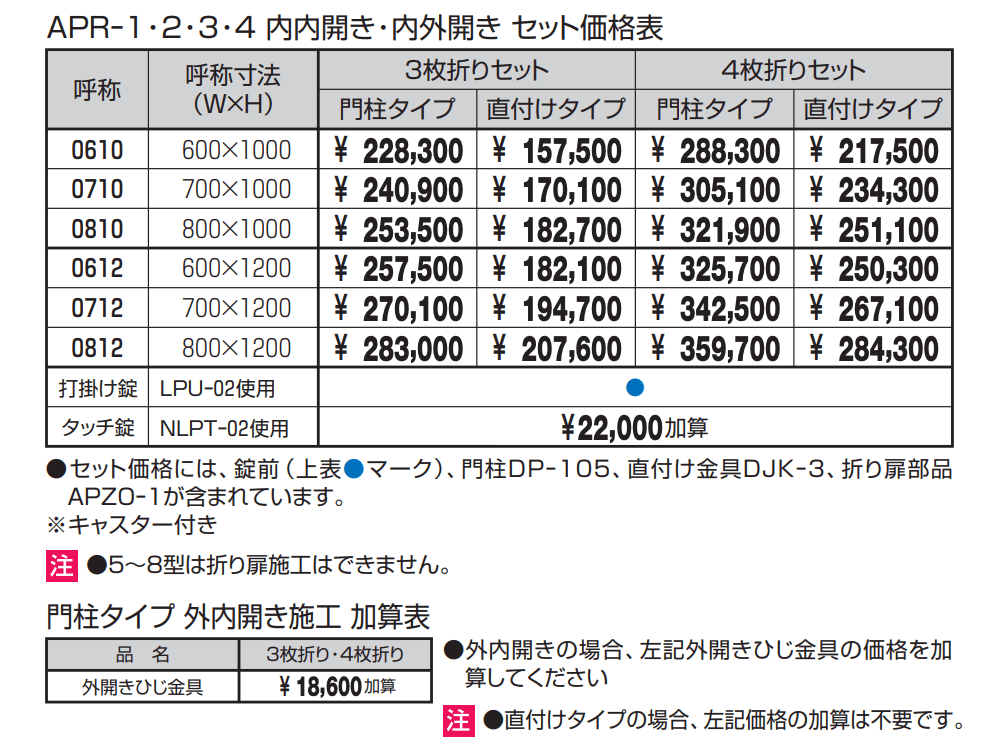 折り扉一覧 プロヴァンス1型【2022年版】_価格_1
