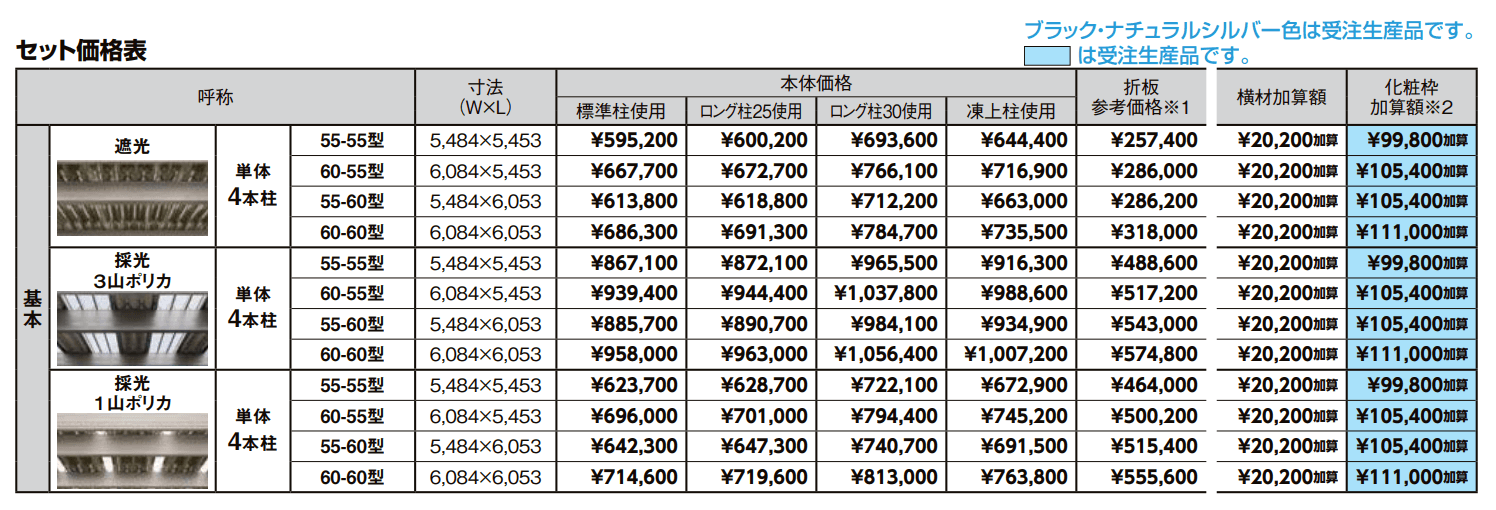 カーポートSW 1500タイプ 2台用【2022年版】_価格_1