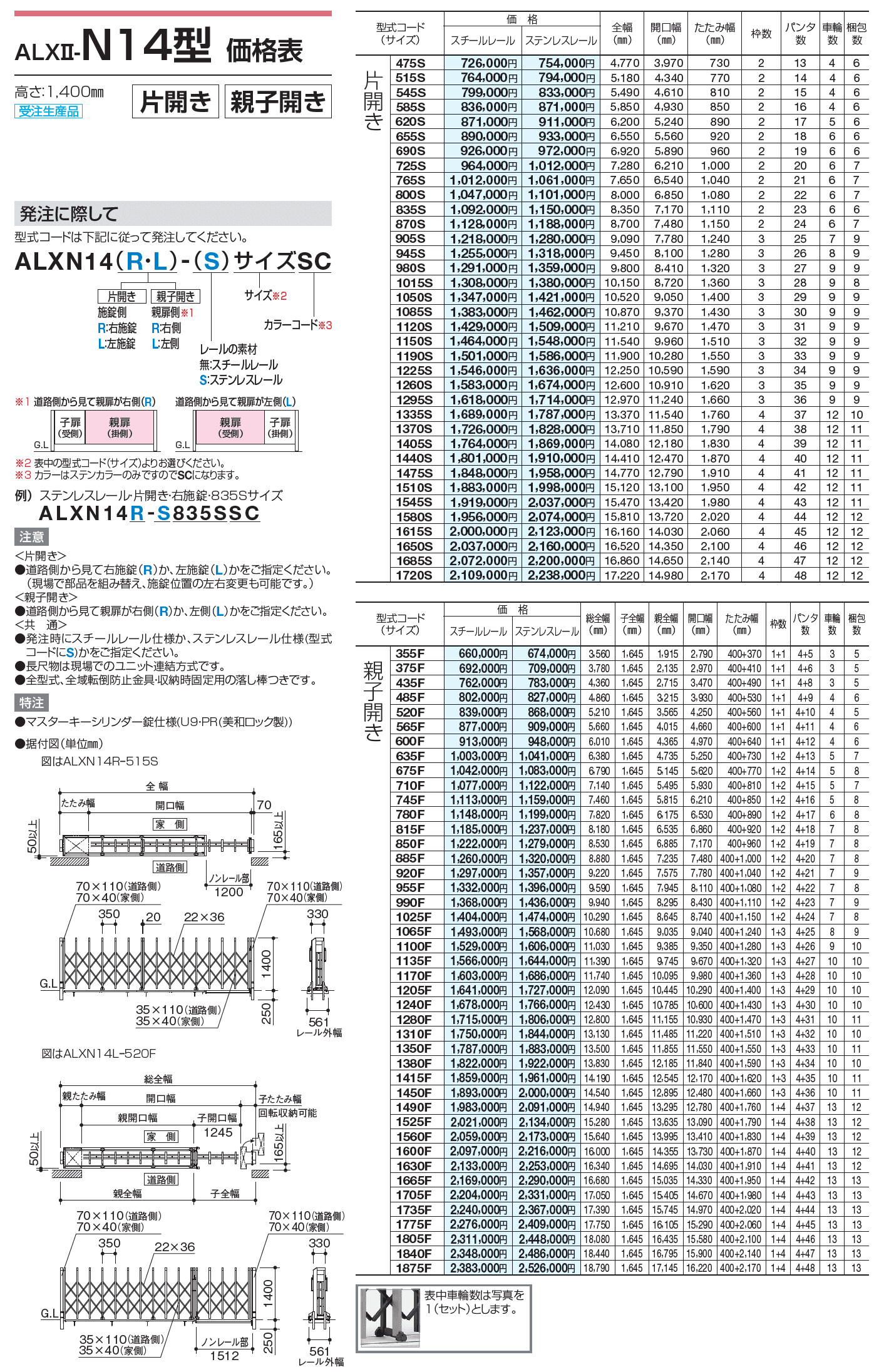 ALXⅡ-N 10型/12型/14型/16型/18型【2023年版】_価格_3